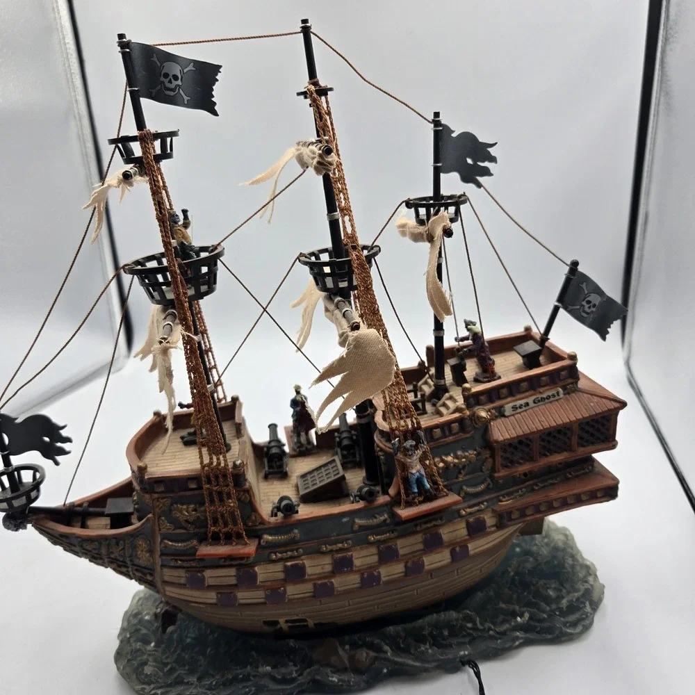 Vtg Lemax Spooky Town Lighted GHOST GALLEON Ship Halloween Village Rare Working